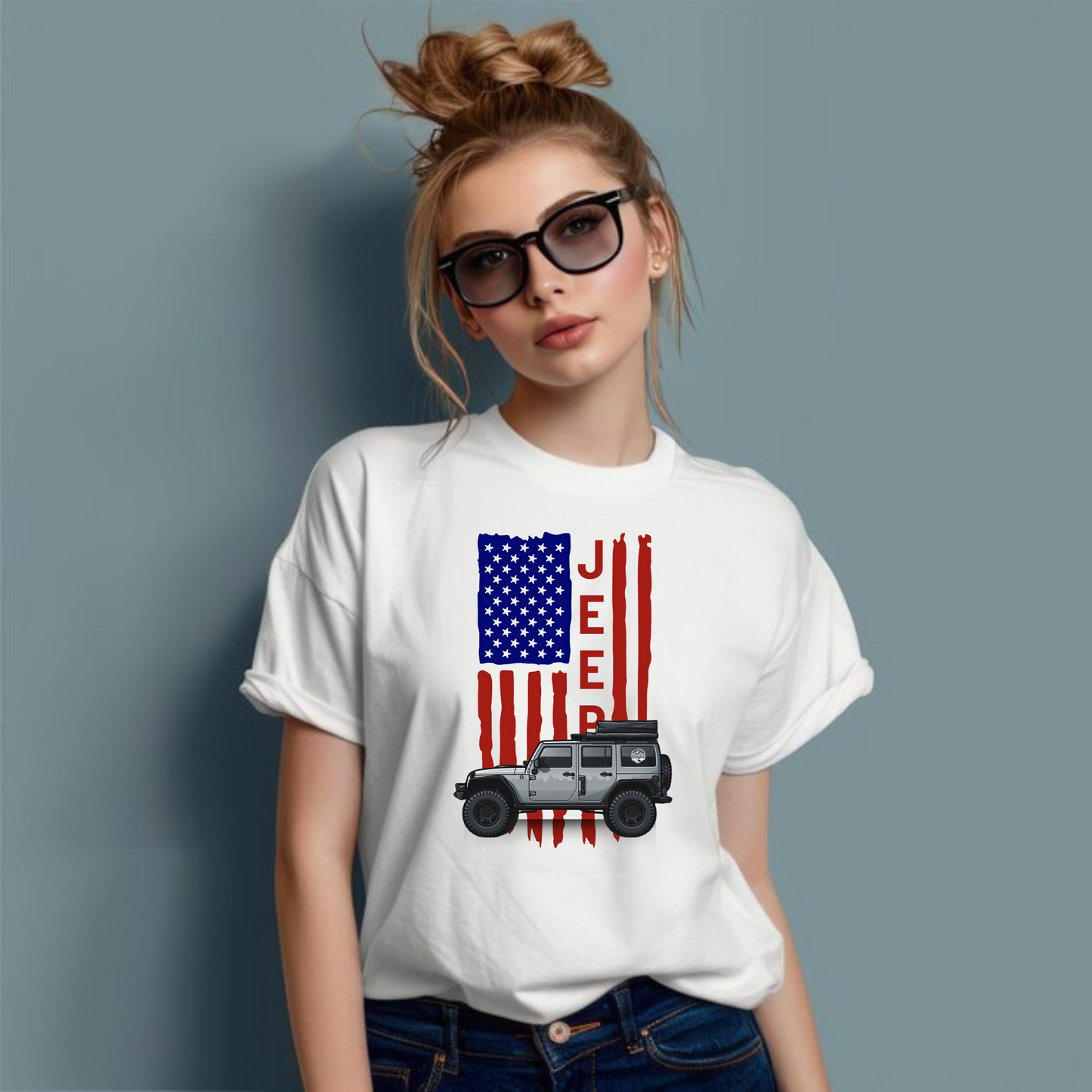 VOZUKO Custom 4x4 Jeep with Pride Flag T Shirt Men Women Made-to-Order Gildan Tee