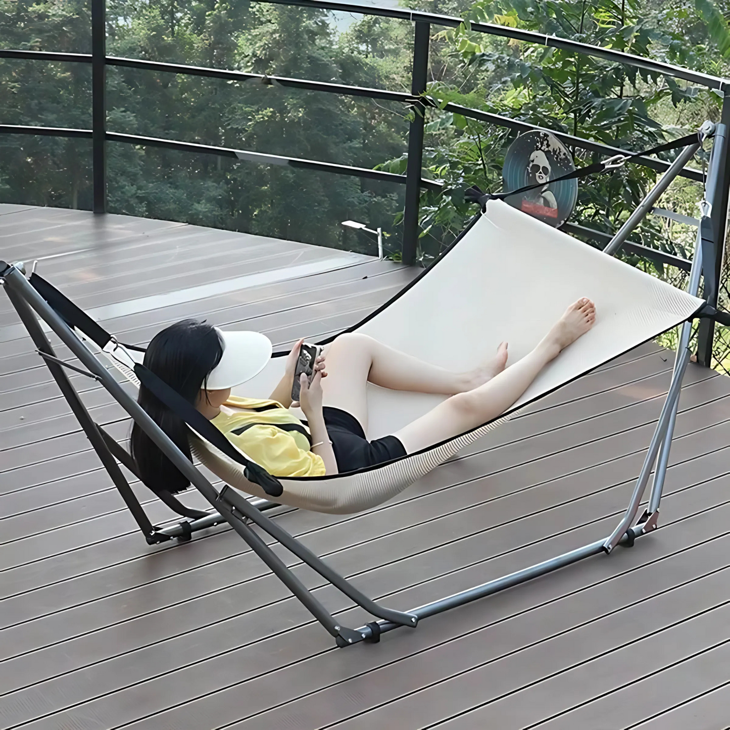 Anti-Rollover Outdoor Swing Hammock Indoor Anti-Tip Hammock Hanging Chair for Adults & Kids, Perfect for Camping, Dorms, and Picnic