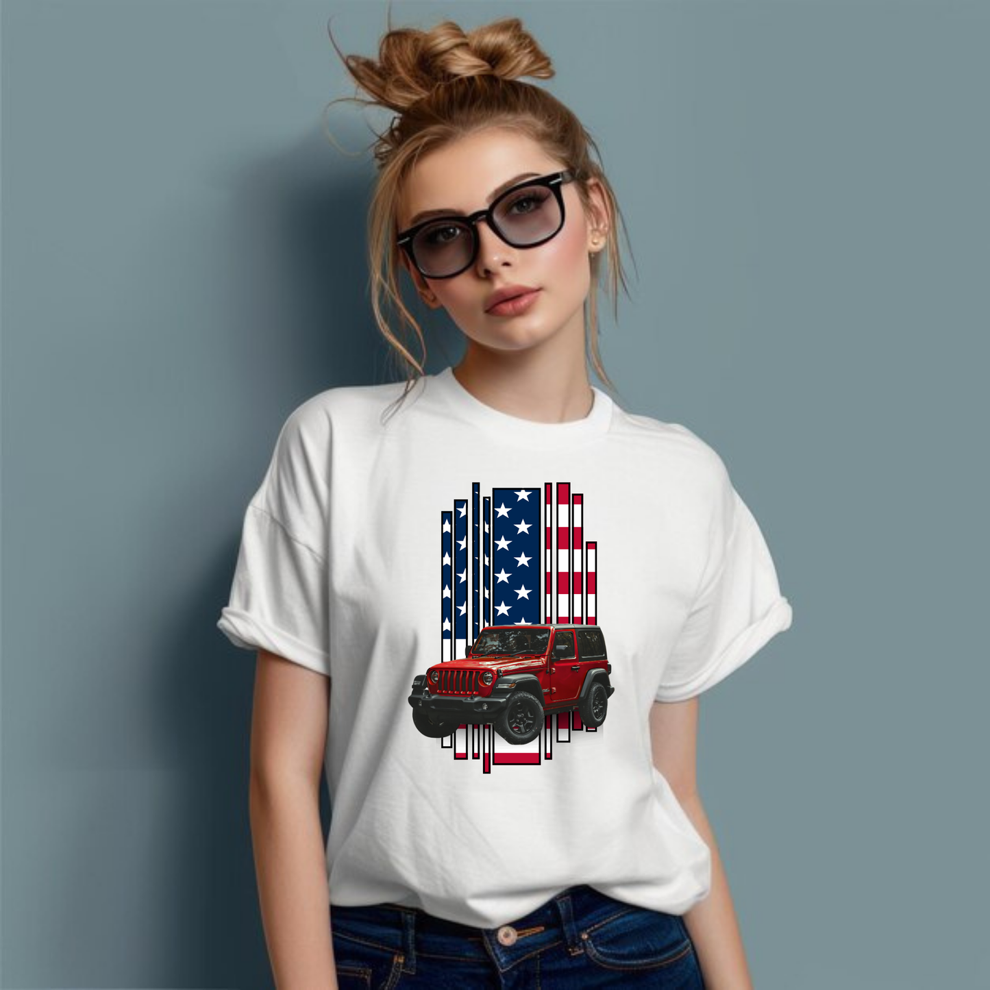VOZUKO Custom Jeep Country Flag T Shirt Men Women Made-to-Order Gildan Tee