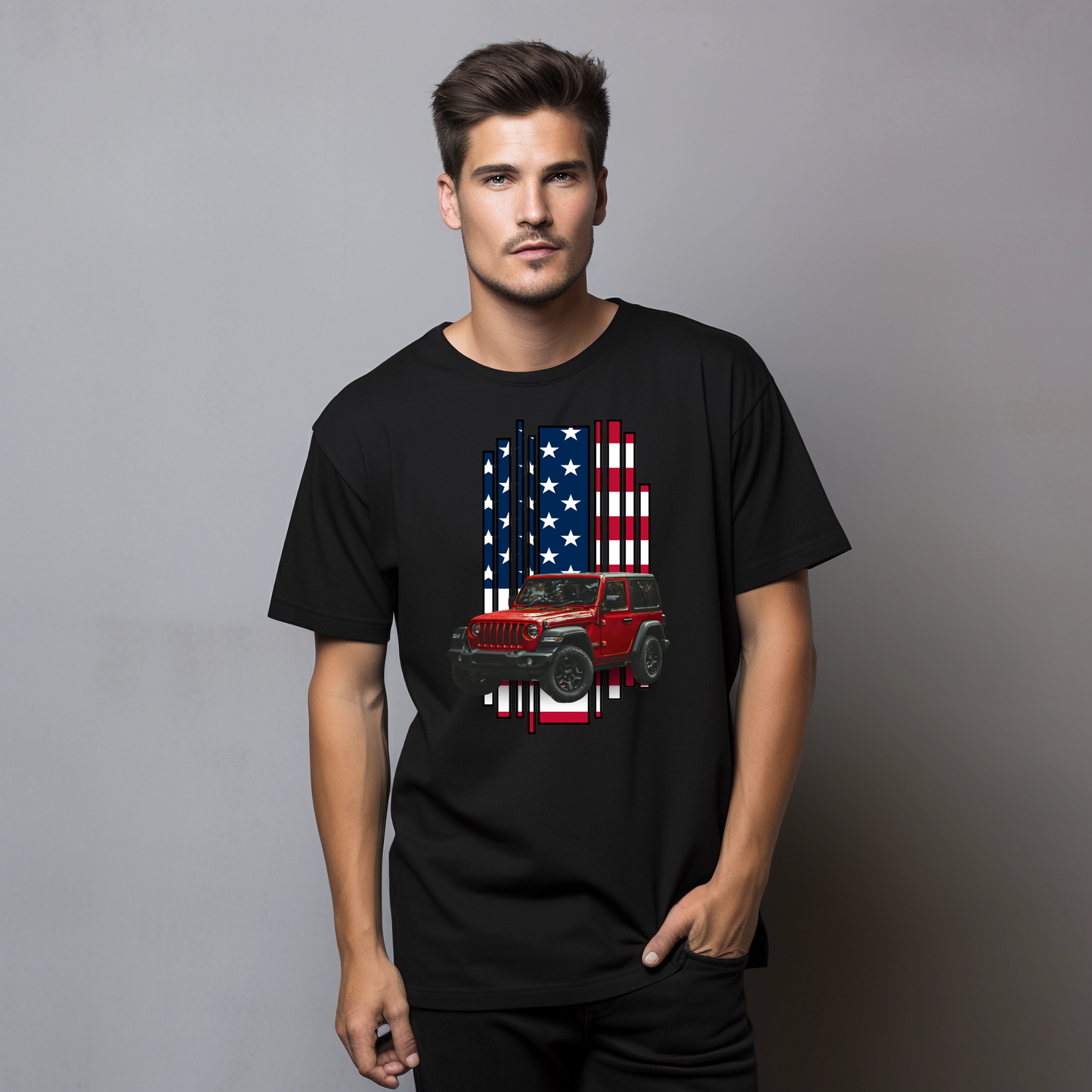 VOZUKO Custom Jeep Country Flag T Shirt Men Women Made-to-Order Gildan Tee