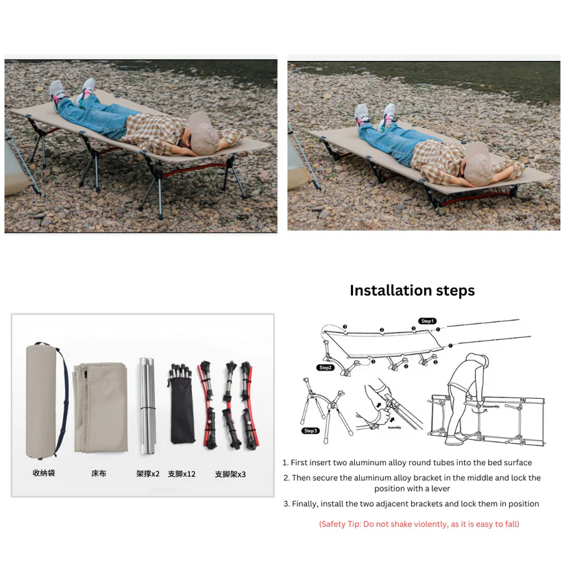 Portable Folding Camping Bed Lightweight Aluminum Outdoor Cot