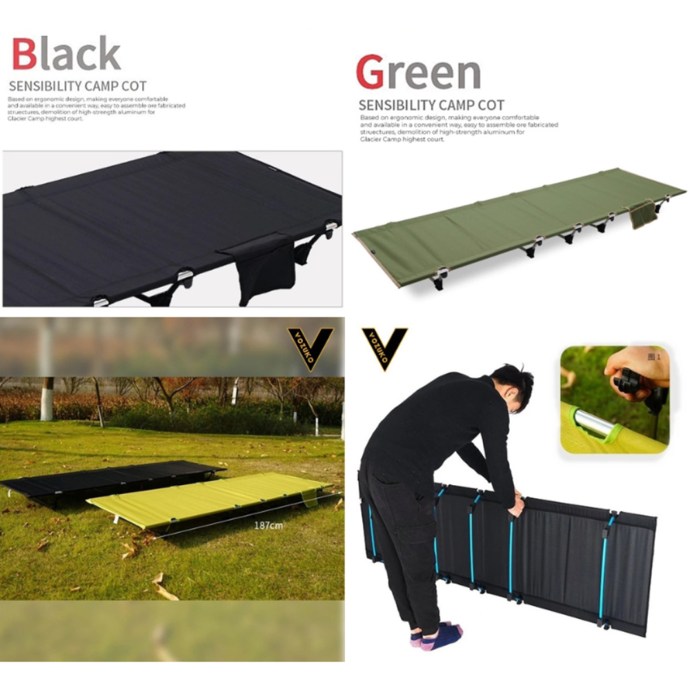 Ultralight Camping Bed Portable Folding Single Bed Low and High Dual Size Outdoor