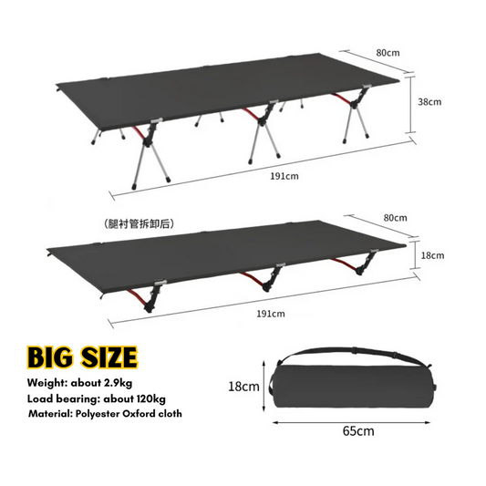 Ultralight Folding Camping Cot Adjustable Outdoor Bed Heavy Duty