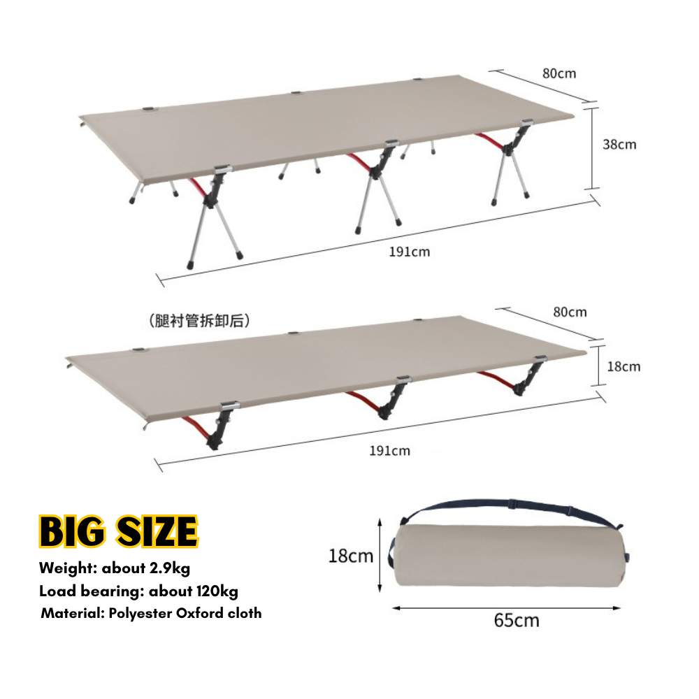 Ultralight Camping Bed Portable Folding Single Bed Low and High Dual Size Outdoor