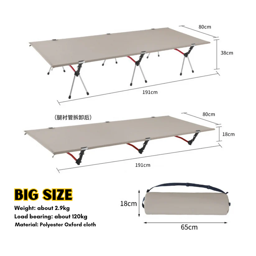 Ultralight Folding Camping Cot Adjustable Outdoor Bed Heavy Duty