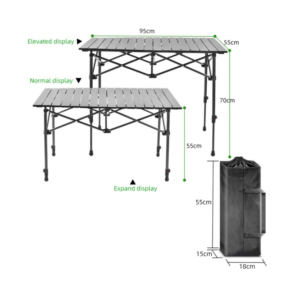 Multi-Layer Rack Camping Folding Table Aluminum Alloy Portable Storage Shelf with Hooks Indoor Outdoor