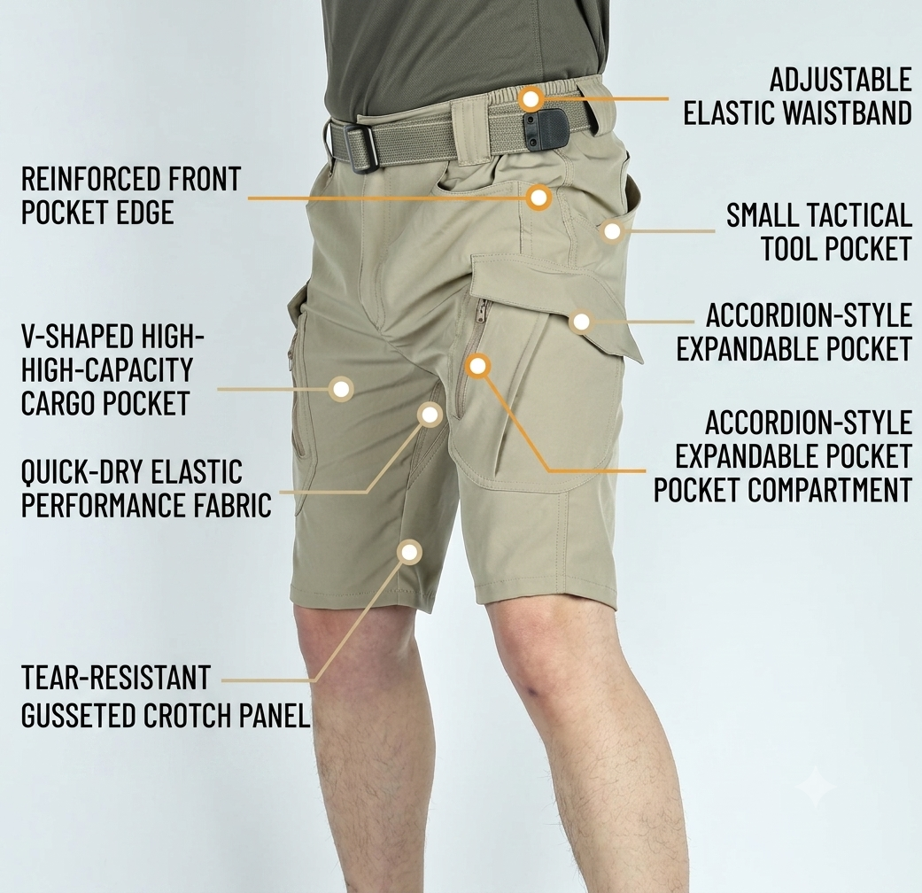 Men's iX9 Stretch Tactical Shorts Quick-Dry Lightweight Breathable Multi-Pocket Cargo Shorts for Summer, Hiking & Work