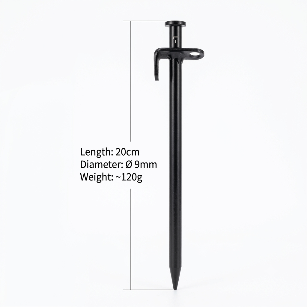 Heavy Duty Plastic Screw Tent Pegs 20cm Ground Stakes Metal Pegs and Glow in the Dark for Tents, Tarps, Ground Sheets & Camping Accessories