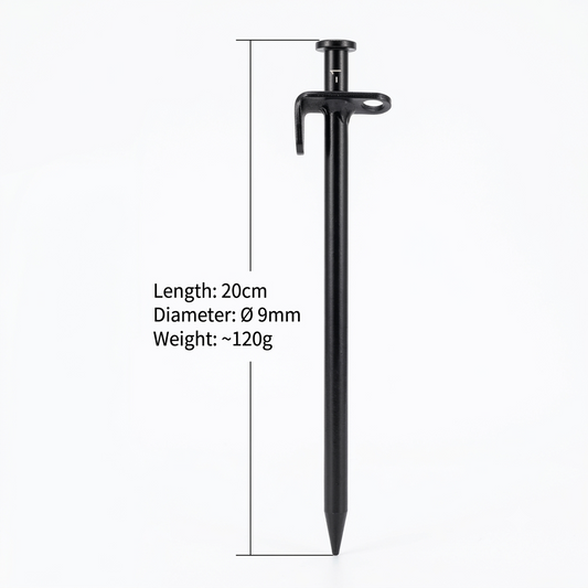 Heavy Duty Plastic Screw Tent Pegs 20cm Ground Stakes Metal Pegs and Glow in the Dark for Tents, Tarps, Ground Sheets & Camping Accessories