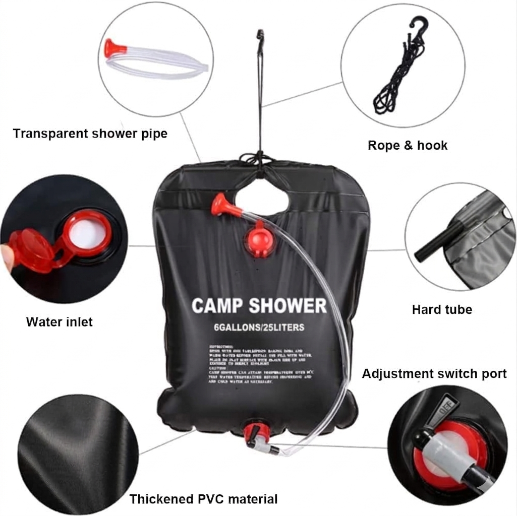 25L Solar Shower Bag Foldable Water Storage Camping Outdoor Travel
