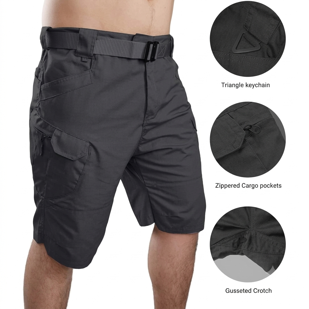 Men's Tactical Cargo Shorts Quick-Dry Water-Resistant Hiking Work Shorts with Multi Pockets for Camping & Outdoor