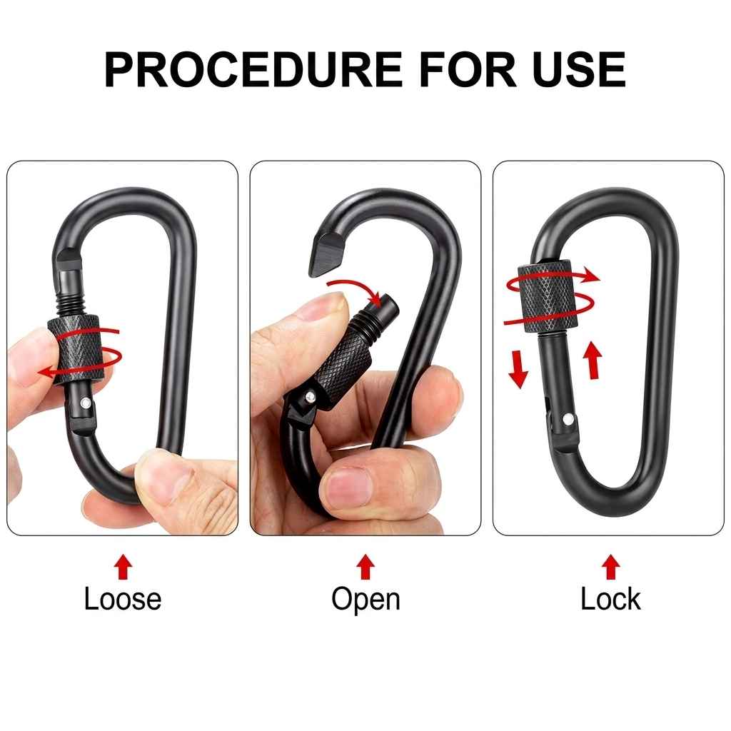 Aluminum Alloy Carabiner Clip Hook Heavy Duty Backpack Keychain Quick Attach Buckle for Camping, Hiking & Outdoor Travel
