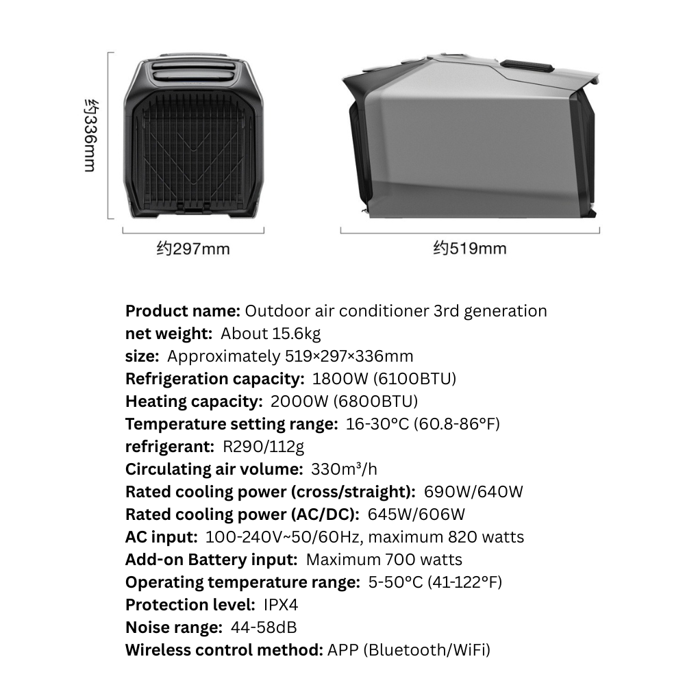 Portable Air Conditioner Outdoor Vehicle Cooling and Heating Compact 1HP Inverter Type Camping Travelling
