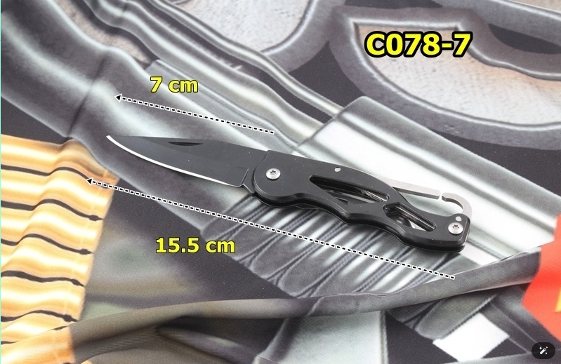 Outdoor Camping Folding Knife Stainless Steel Blade with Aluminum Handle & Carabiner Compact & Multi-functional Pocket Tool