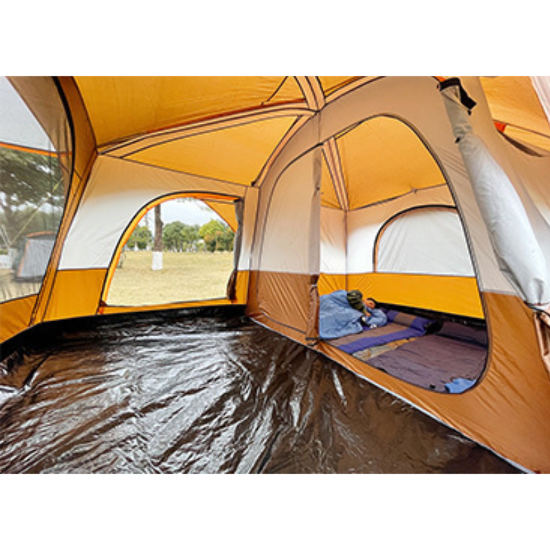 Camping Tent Oversized 4-6 People Double Layer Large Panoramic Tent Living Room Bedroom Rainproof Outdoor Picnic Beach Tent