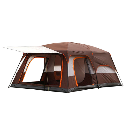 Camping Tent Oversized 4-6 People Double Layer Large Panoramic Tent Living Room Bedroom Rainproof Outdoor Picnic Beach Tent