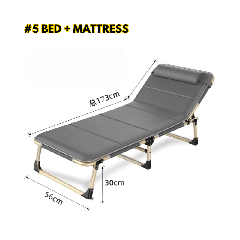 Recliner Folding Bed Single Mattress Adjustable Leisure Outdoor Camping Bed