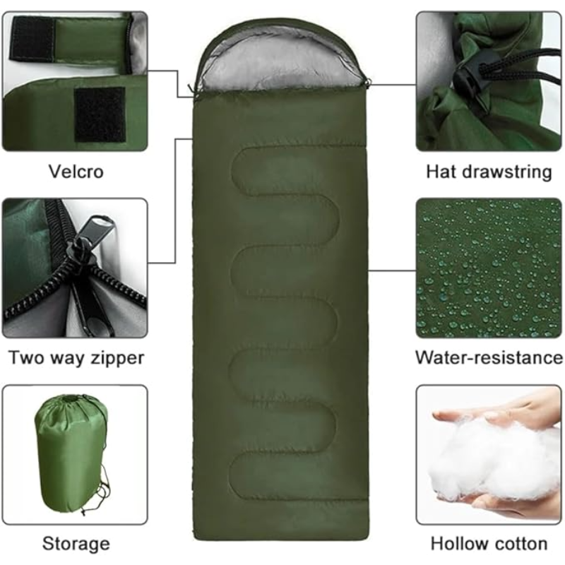 Ultralight Sleeping Bag 3 Seasons Travel Sheets Portable Outdoor Hooded Sleep Sack Hiking Camping