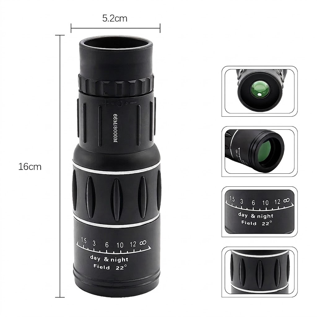 16x52 HD Monocular Telescope BAK4 Prism Outdoor Zoom Portable