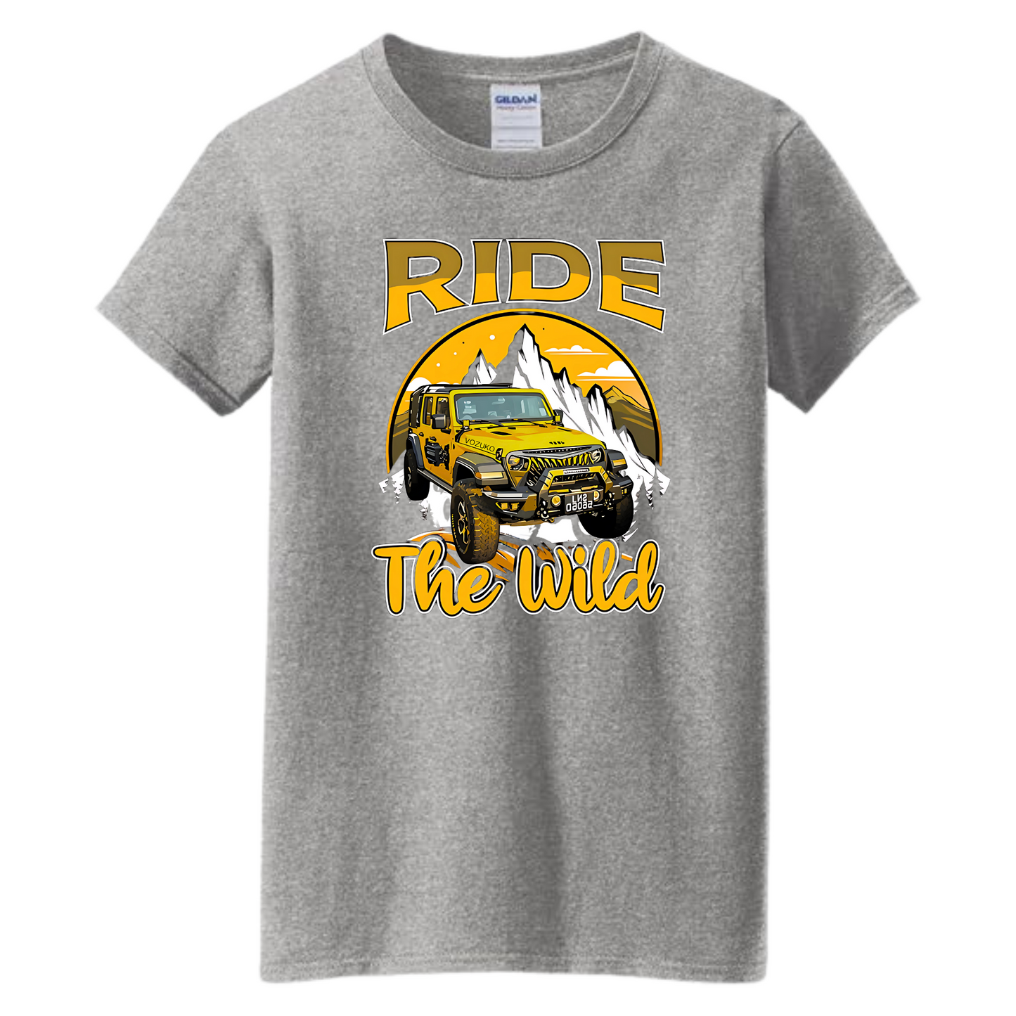 Vozuko Custom 4x4 Jeep Ride the Wild Tee Shirt Men Women Made-To-Order Gildan Tee