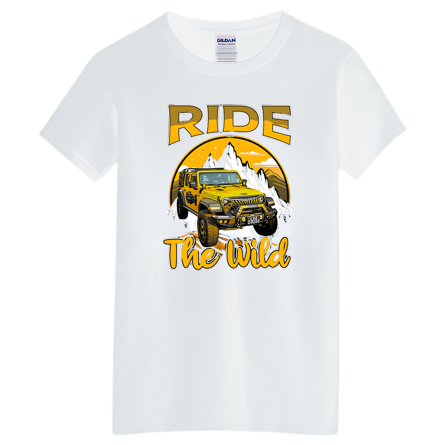 Vozuko Custom 4x4 Jeep Ride the Wild Tee Shirt Men Women Made-To-Order Gildan Tee