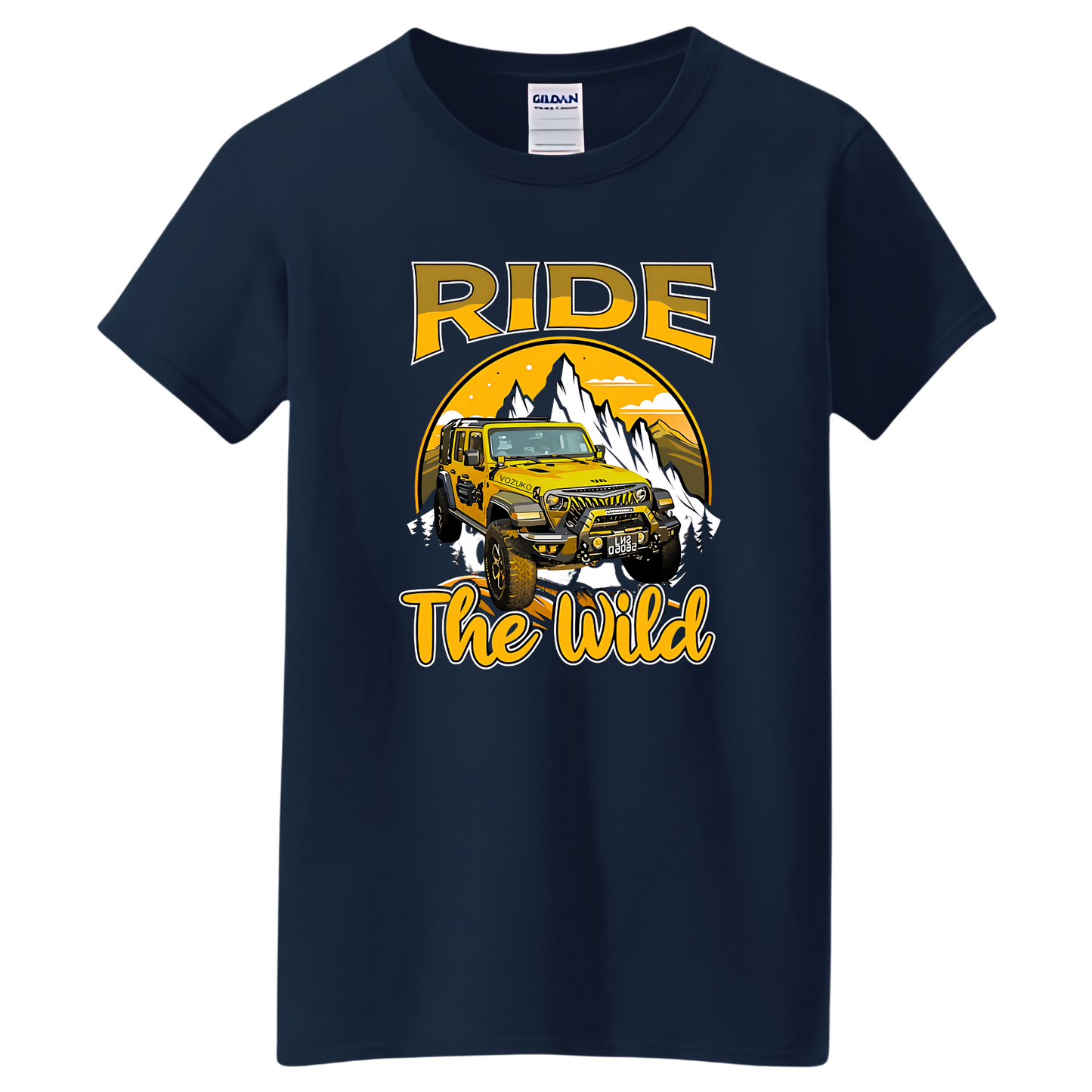 Vozuko Custom 4x4 Jeep Ride the Wild Tee Shirt Men Women Made-To-Order Gildan Tee