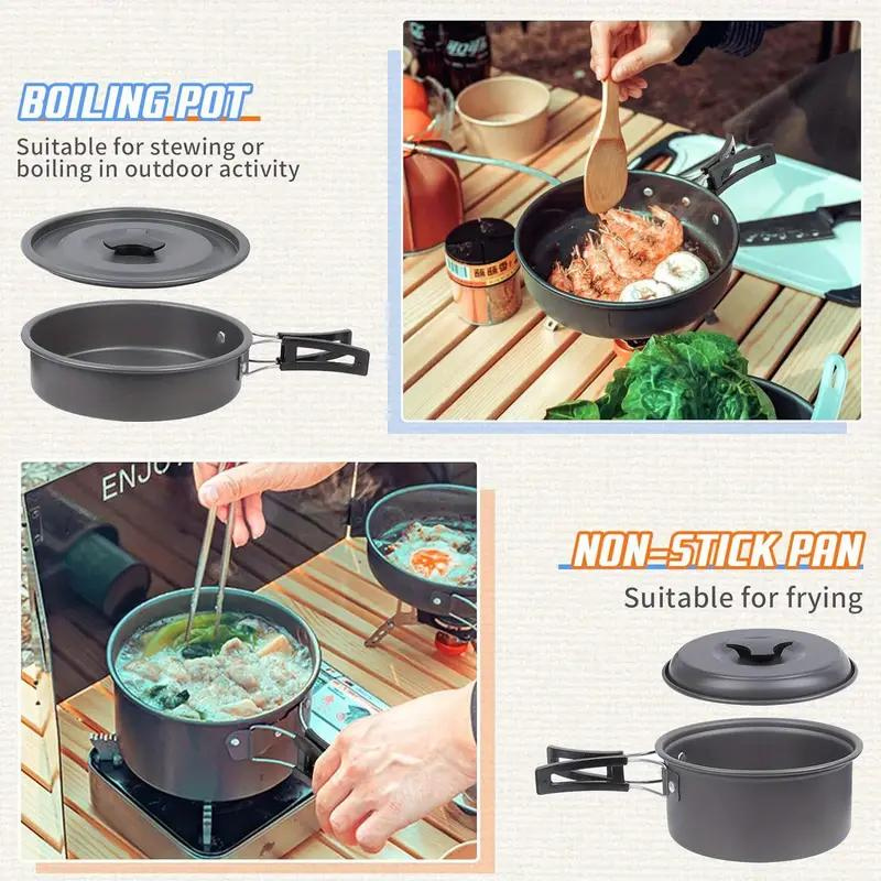 Big Cooking Set Pots Outdoor Camping Cookware Pots Portable Combination Set Pots 4-5 People Picnic Pots