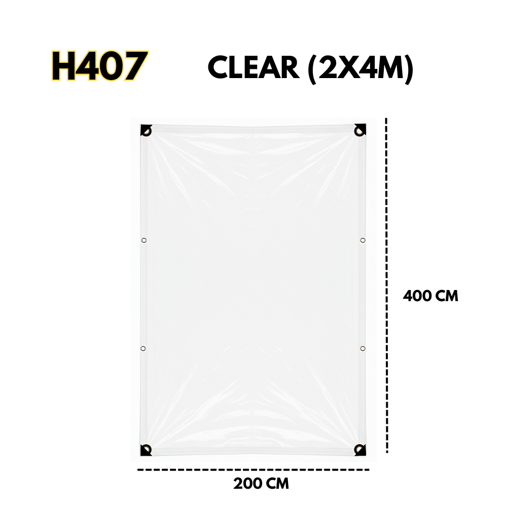 Heavy Duty Transparent PVC Tarpaulin Waterproof Rainproof Windproof Clear Plastic Cover for Patio, Balcony, Greenhouse & Outdoor Shelter