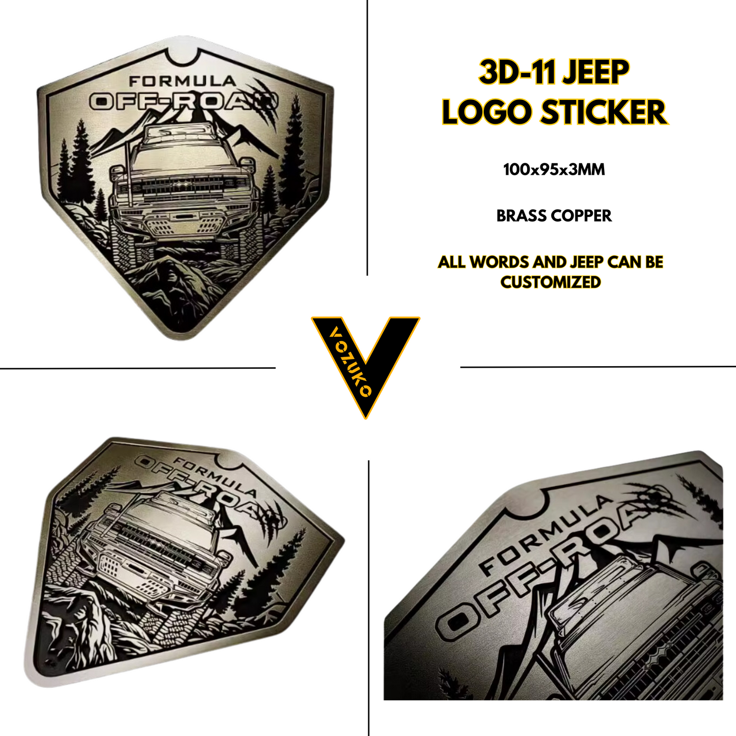 Personalized 3D Metal Car Sticker Custom Logo Accessories Decorative Jeep High Quality Decals Emblems