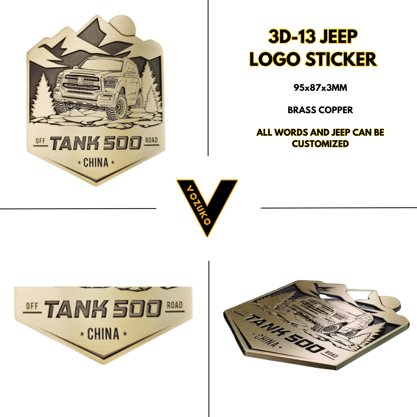 Personalized 3D Metal Car Sticker Custom Logo Accessories Decorative Jeep High Quality Decals Emblems