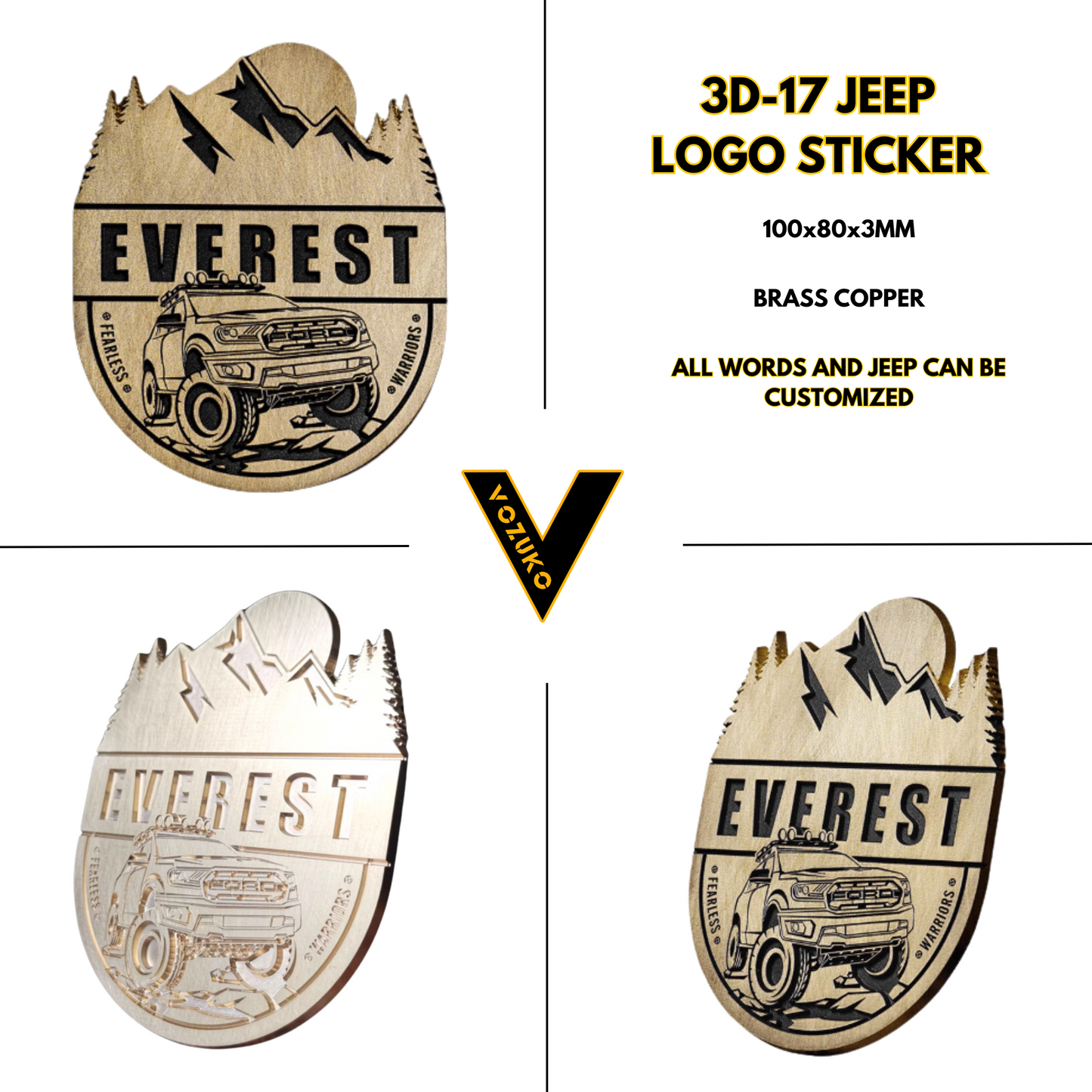 Personalized 3D Metal Car Sticker Custom Logo Accessories Decorative Jeep High Quality Decals Emblems