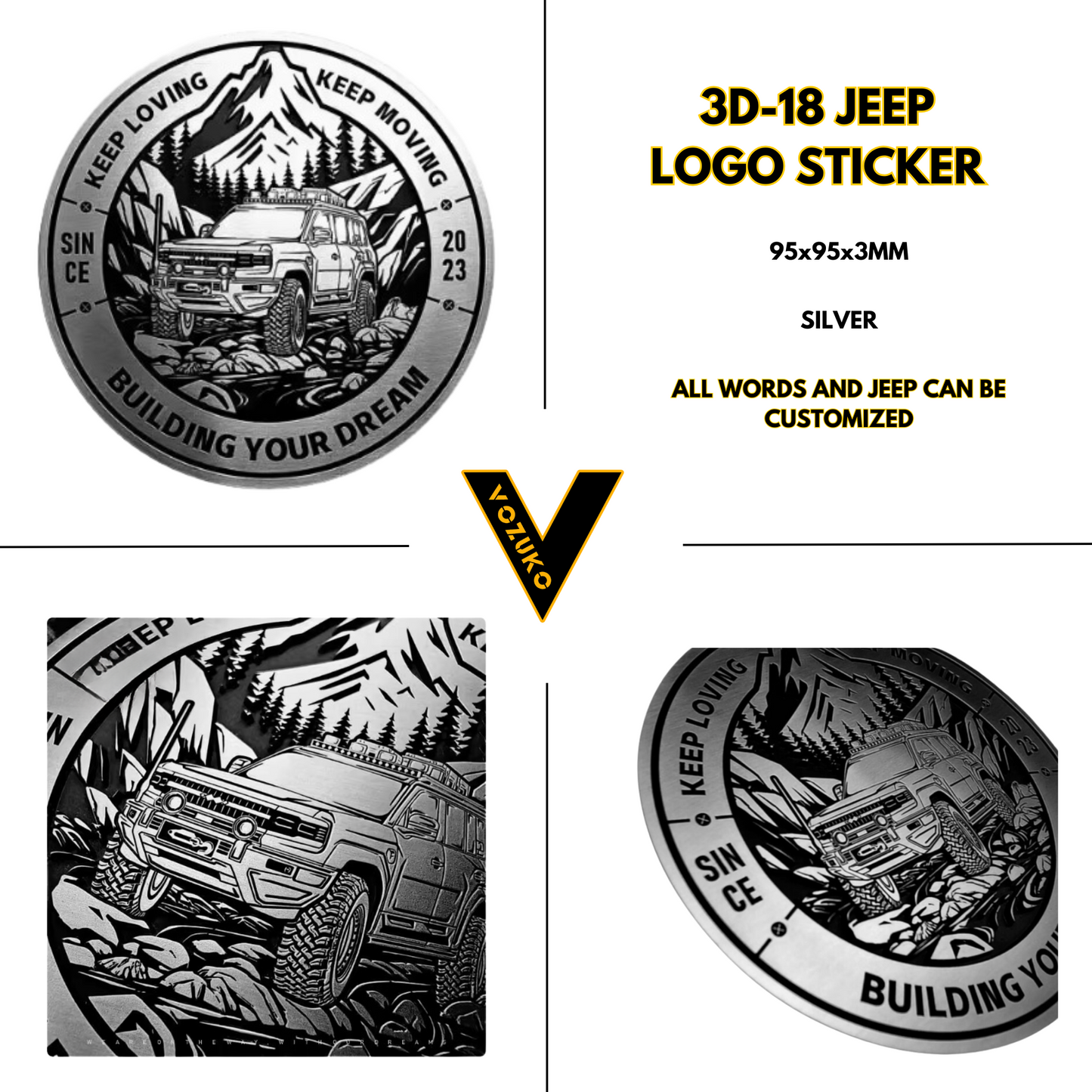 Personalized 3D Metal Car Sticker Custom Logo Accessories Decorative Jeep High Quality Decals Emblems