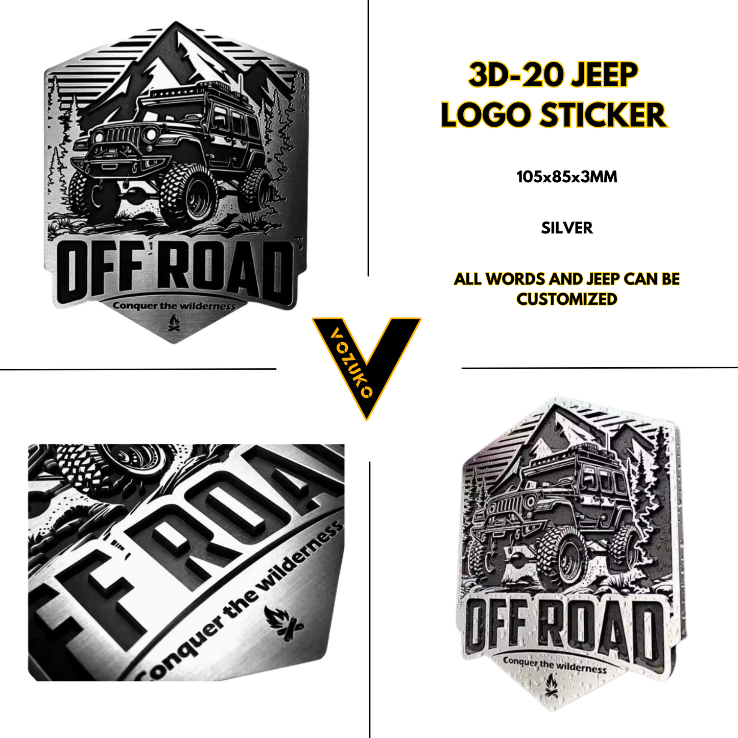 Personalized 3D Metal Car Sticker Custom Logo Accessories Decorative Jeep High Quality Decals Emblems