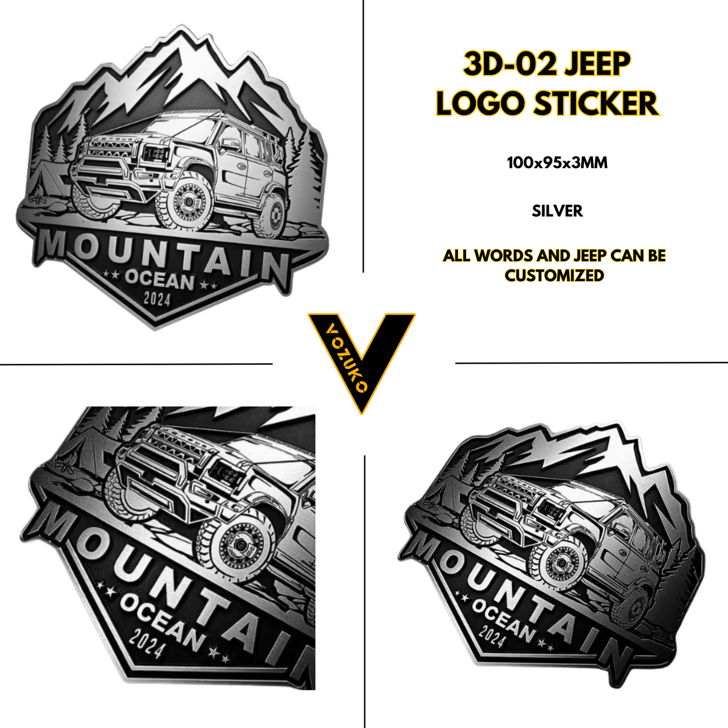 Personalized 3D Metal Car Sticker Custom Logo Accessories Decorative Jeep High Quality Decals Emblems