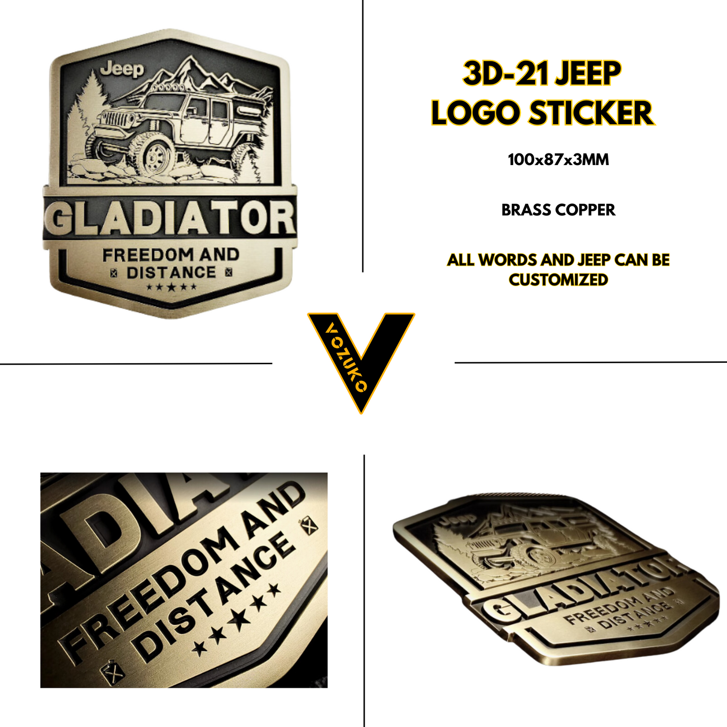 Personalized 3D Metal Car Sticker Custom Logo Accessories Decorative Jeep High Quality Decals Emblems