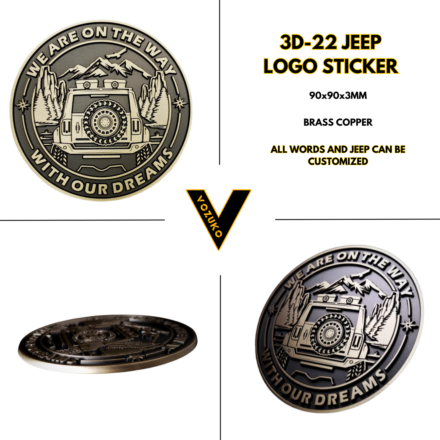 Personalized 3D Metal Car Sticker Custom Logo Accessories Decorative Jeep High Quality Decals Emblems