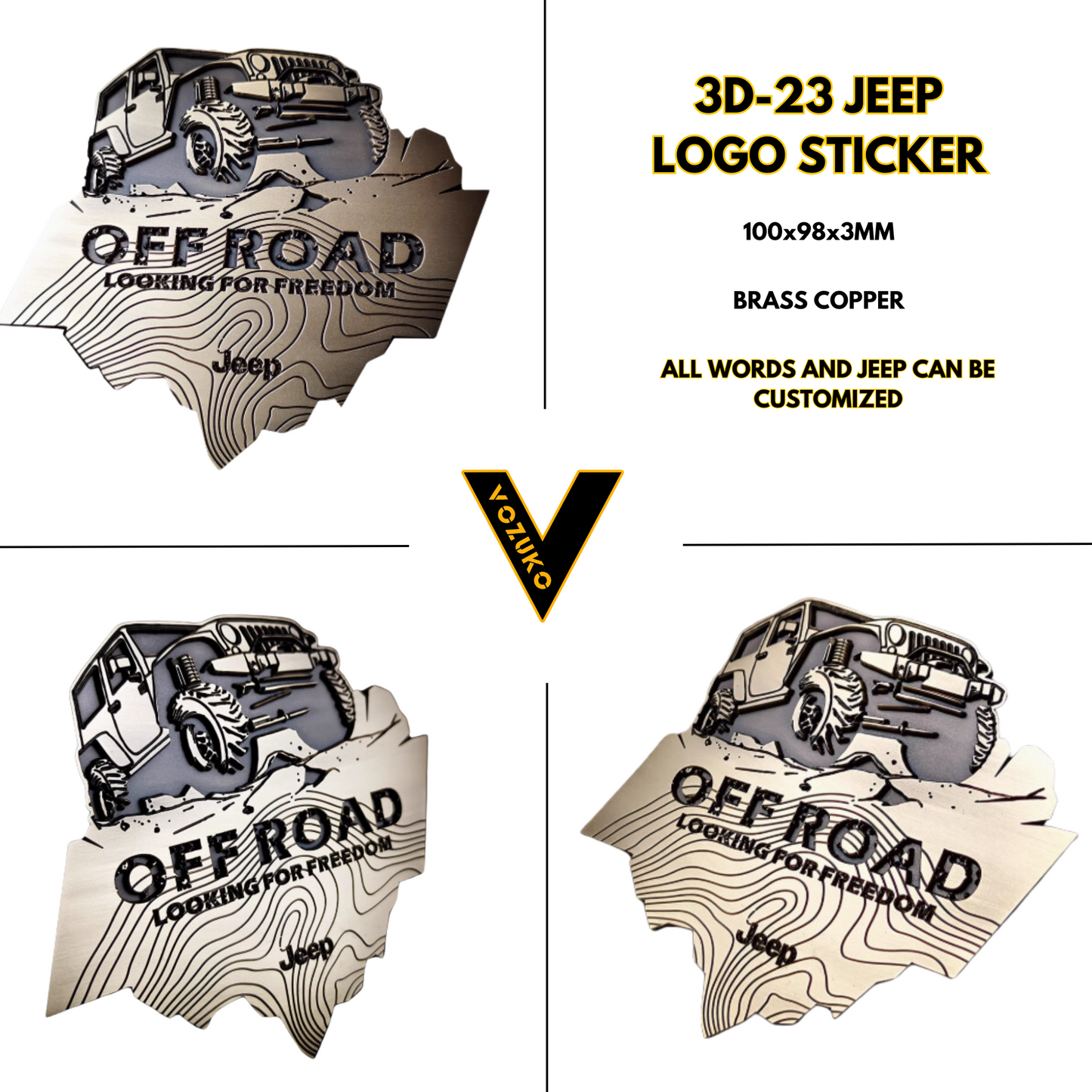 Personalized 3D Metal Car Sticker Custom Logo Accessories Decorative Jeep High Quality Decals Emblems