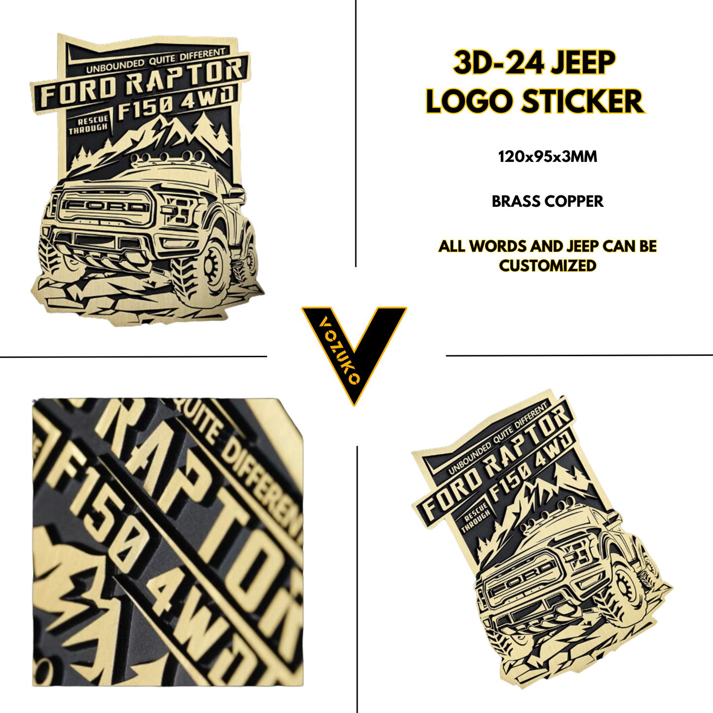 Personalized 3D Metal Car Sticker Custom Logo Accessories Decorative Jeep High Quality Decals Emblems