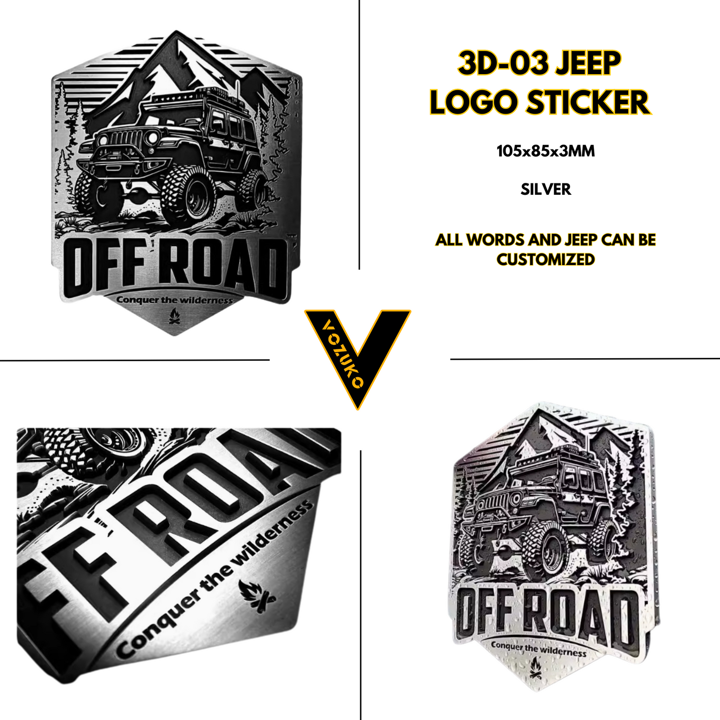 Personalized 3D Metal Car Sticker Custom Logo Accessories Decorative Jeep High Quality Decals Emblems