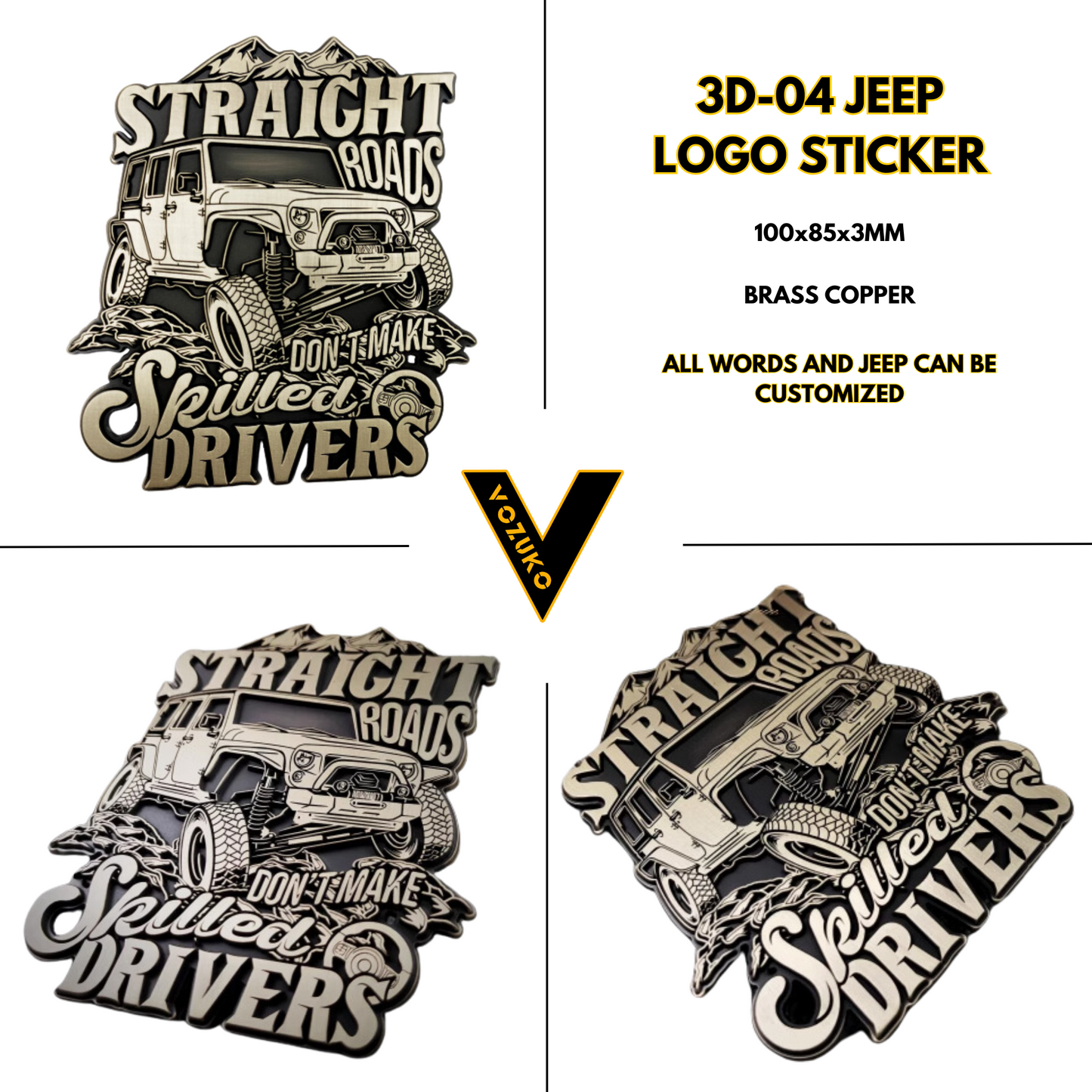 Personalized 3D Metal Car Sticker Custom Logo Accessories Decorative Jeep High Quality Decals Emblems