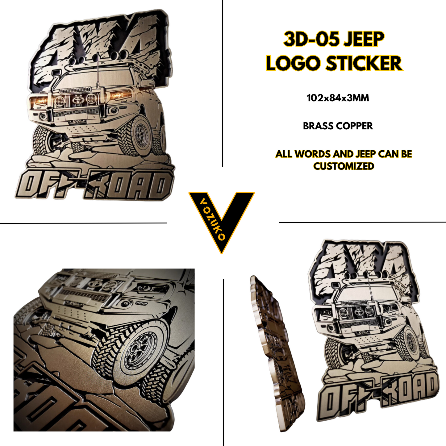 Personalized 3D Metal Car Sticker Custom Logo Accessories Decorative Jeep High Quality Decals Emblems