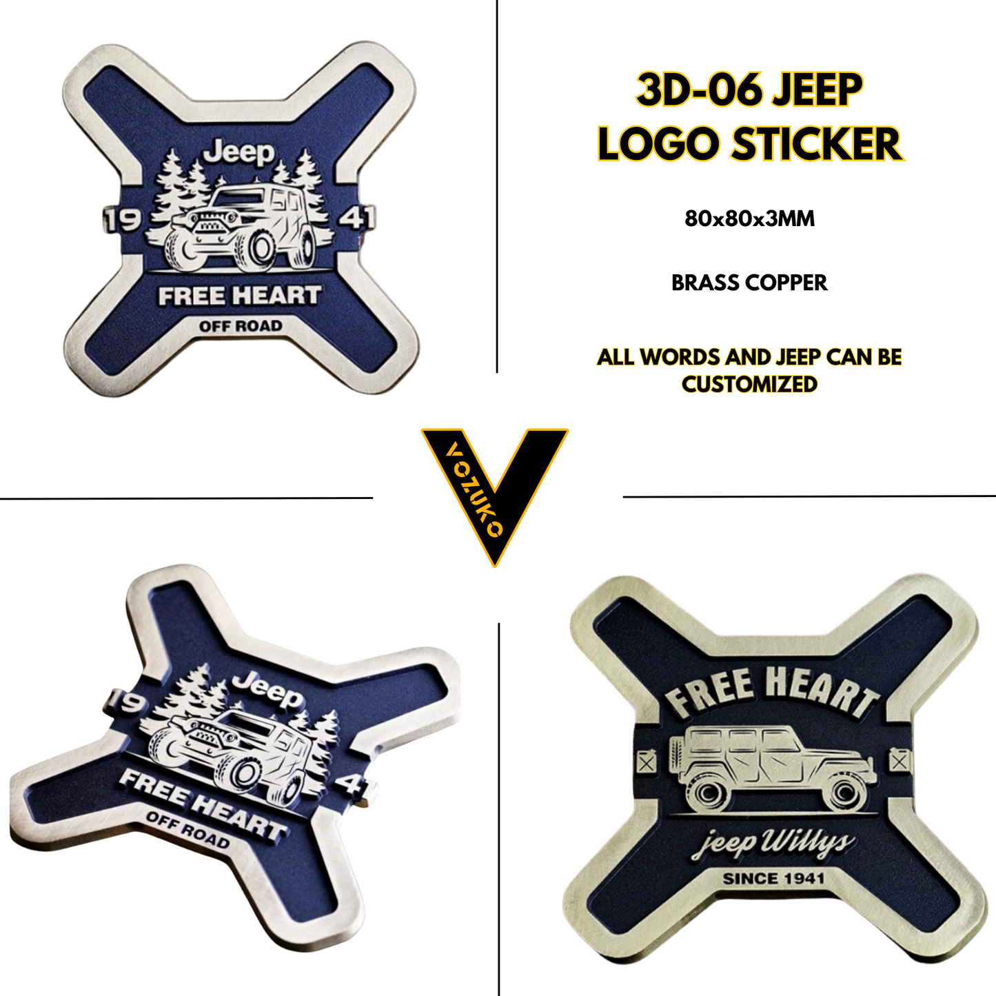 Personalized 3D Metal Car Sticker Custom Logo Accessories Decorative Jeep High Quality Decals Emblems