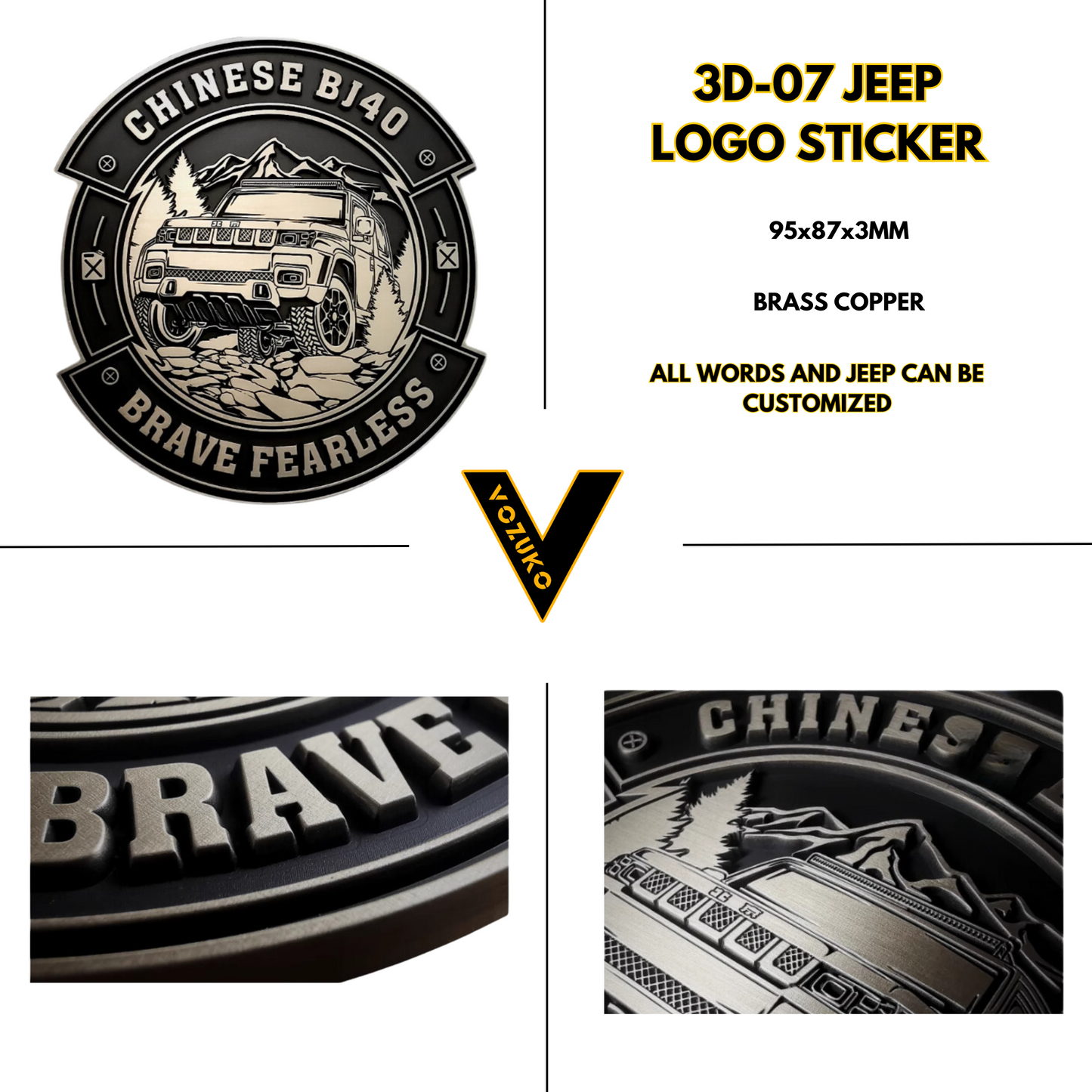 Personalized 3D Metal Car Sticker Custom Logo Accessories Decorative Jeep High Quality Decals Emblems