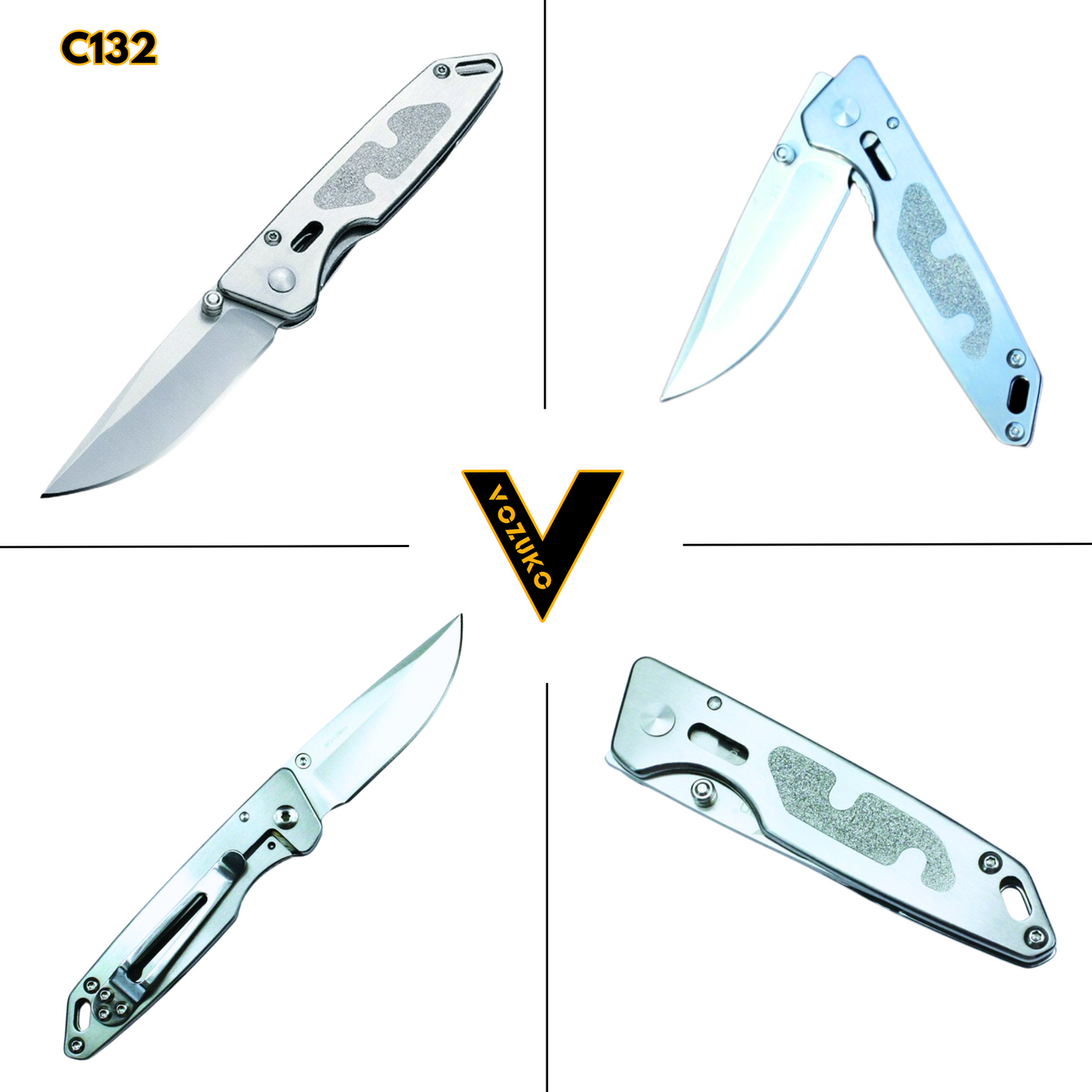 EDC Pocket Knife Stainless Steel Handle Frame Lock Drop Point Blade Clip Point Multi-Tool for Fishing and Outdoor Use