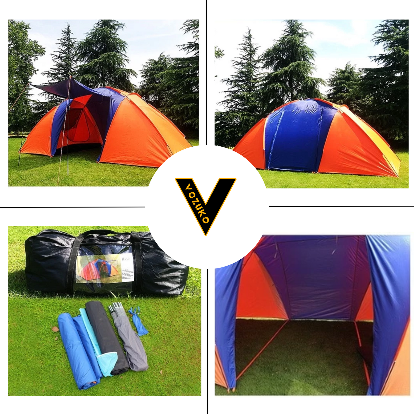 Multifunctional Outdoor Camping Tent 2 Bedrooms Double Tent Waterproof UV Light Protection Large Family Beach Picnic