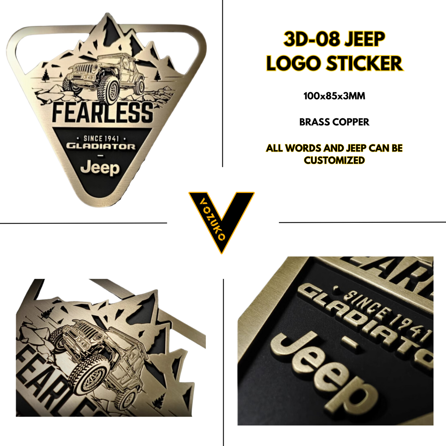 Personalized 3D Metal Car Sticker Custom Logo Accessories Decorative Jeep High Quality Decals Emblems