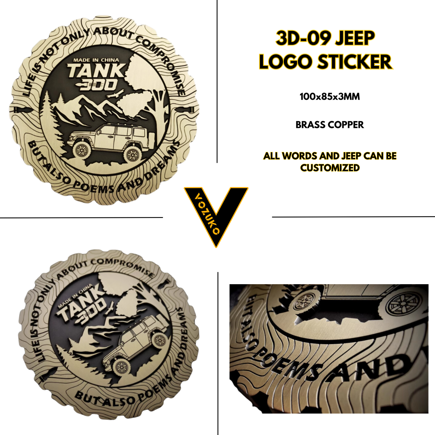 Personalized 3D Metal Car Sticker Custom Logo Accessories Decorative Jeep High Quality Decals Emblems