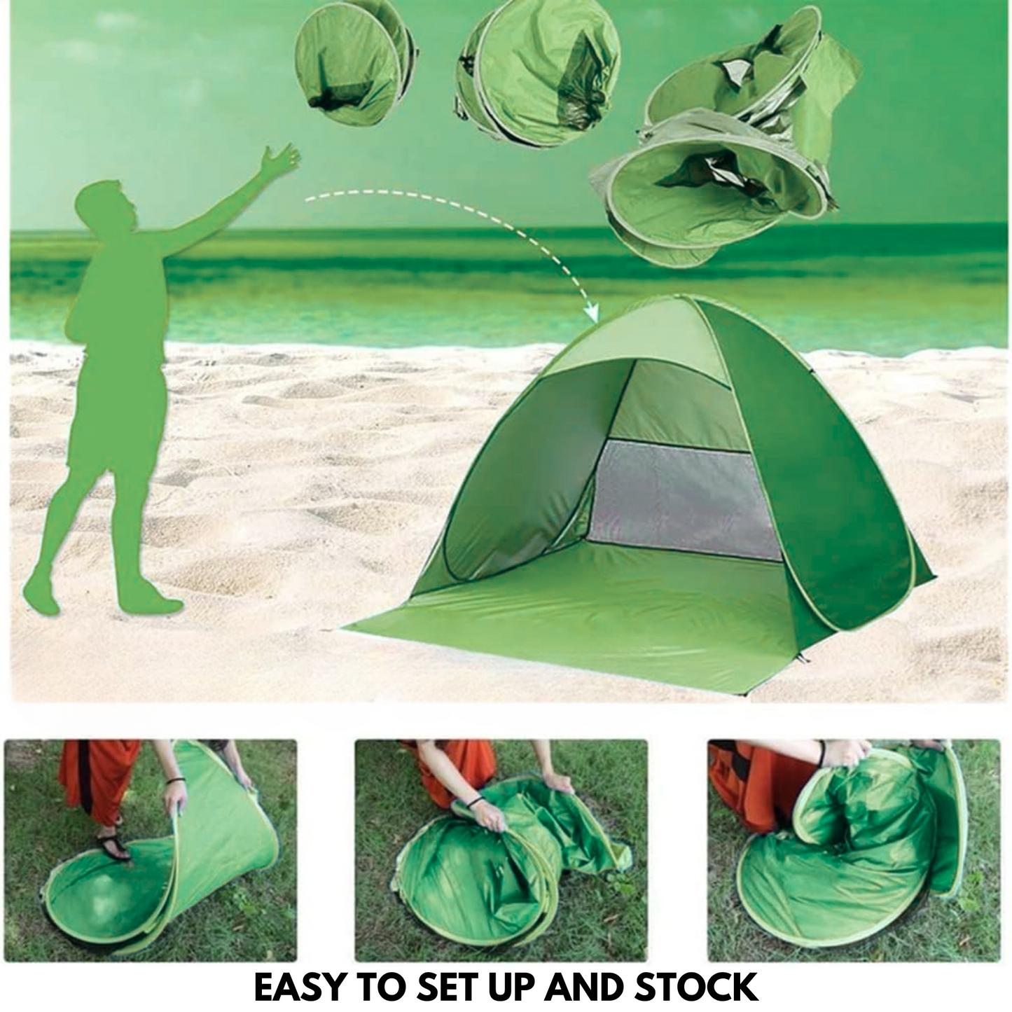 Pop-up Tent and Automatic Instant Portable Cabana Beach, Camping Tent Shade Sun Privacy Shelters Indoor Outdoor