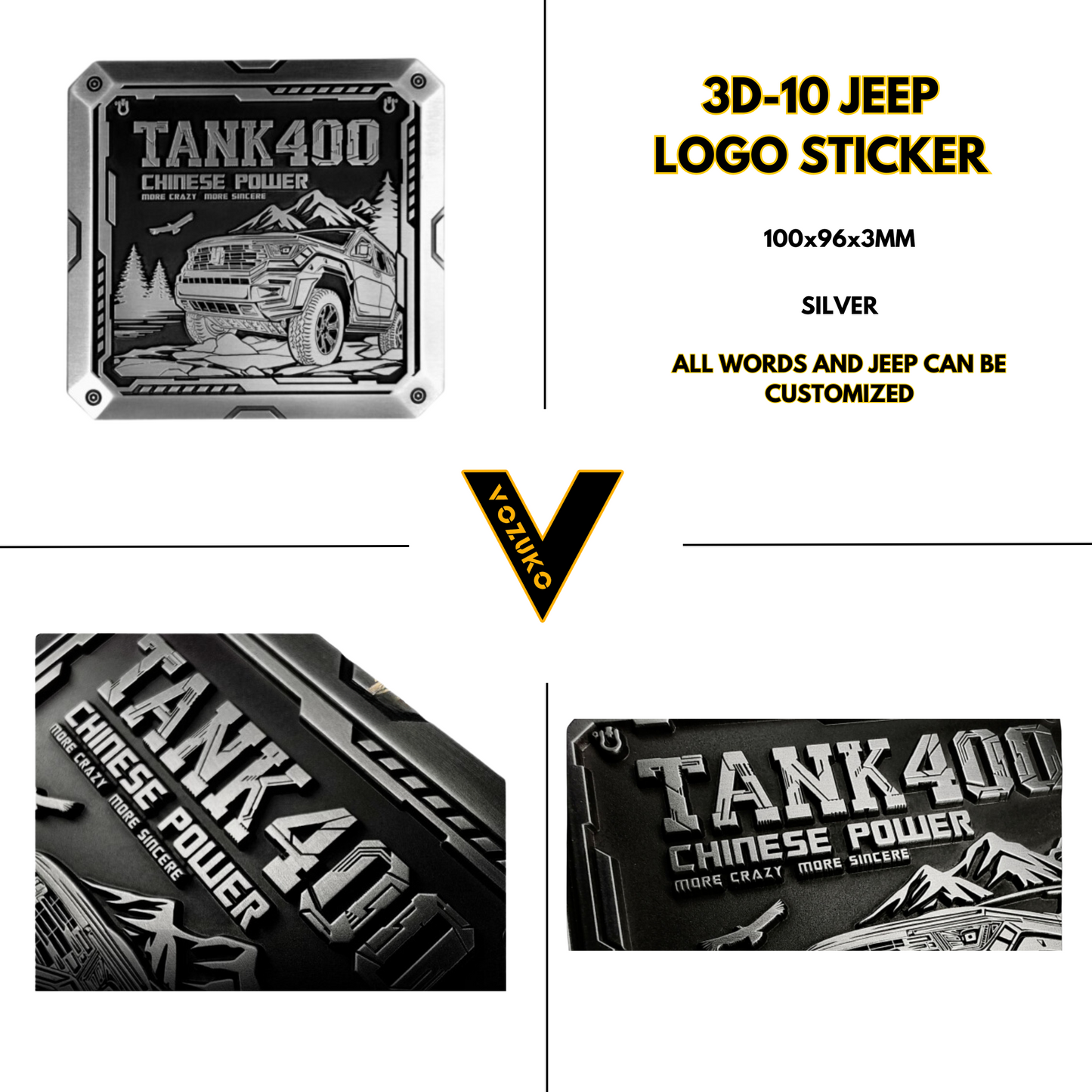 Personalized 3D Metal Car Sticker Custom Logo Accessories Decorative Jeep High Quality Decals Emblems