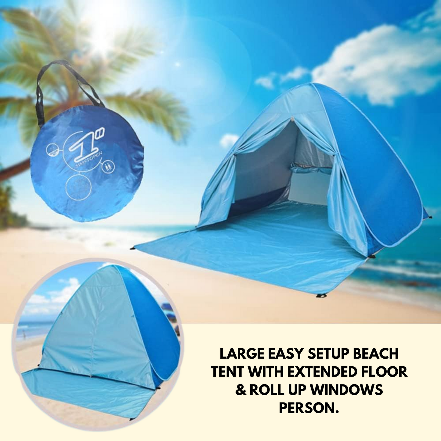 Pop-up Tent and Automatic Instant Portable Cabana Beach, Camping Tent Shade Sun Privacy Shelters Indoor Outdoor